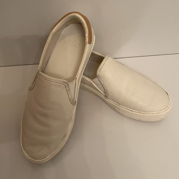 UGG Women's Cahlvan Ivory White Leather Flats Shoes Size 7 - Picture 4 of 6